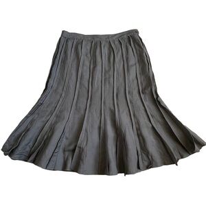 Carole Little Women’s Linen Blend Pleated Embroidered Skirt Size 10 Taupe Summer